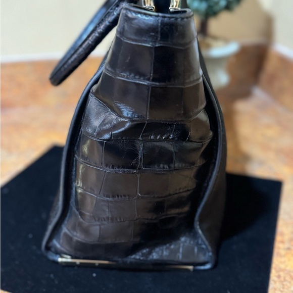 MICHAEL KORS LANA BLACK LEATHER CALF HAIR BLACK CROC ACCENT LARGE TOTE, Vintage - Picture 11 of 15